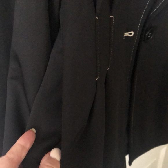 ASOS • Black Fitted Jacket with Balloon Sleeves & White Thread Trim - Picture 9 of 15